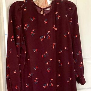 Old Navy maroon flowered dress size large New without tags